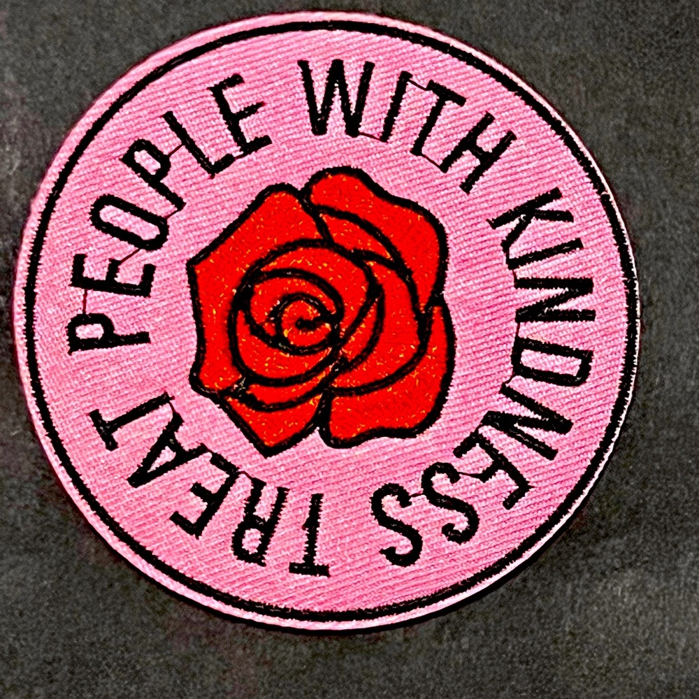 Treat People With Kindness Rose Patch Pink Red